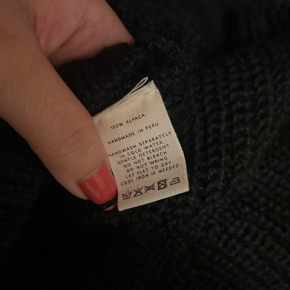 Tribe Alive Laude the Label Black Alpaca Knit Sleeveless Tunic Vest Sweater Dres - Picture 9 of 10